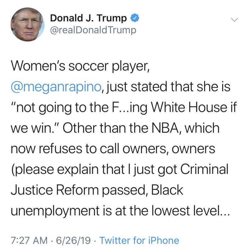 Trump USWNT Tweet