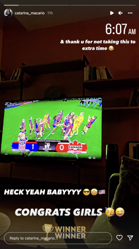 Catarina Macario watches USWNT