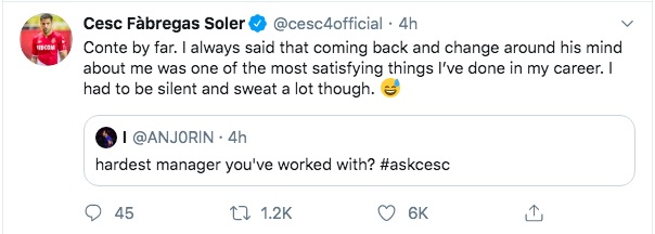 Cesc Fabregas Twitter interview