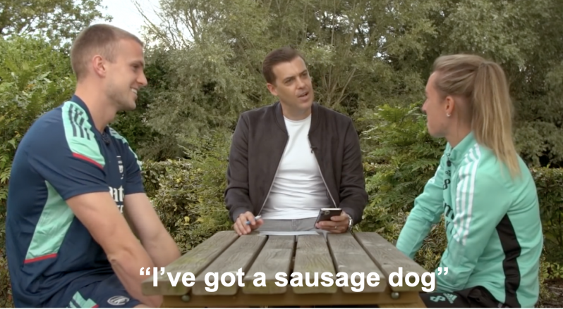 Jordan Nobbs of Arsenal calls wiener dogs WHAT