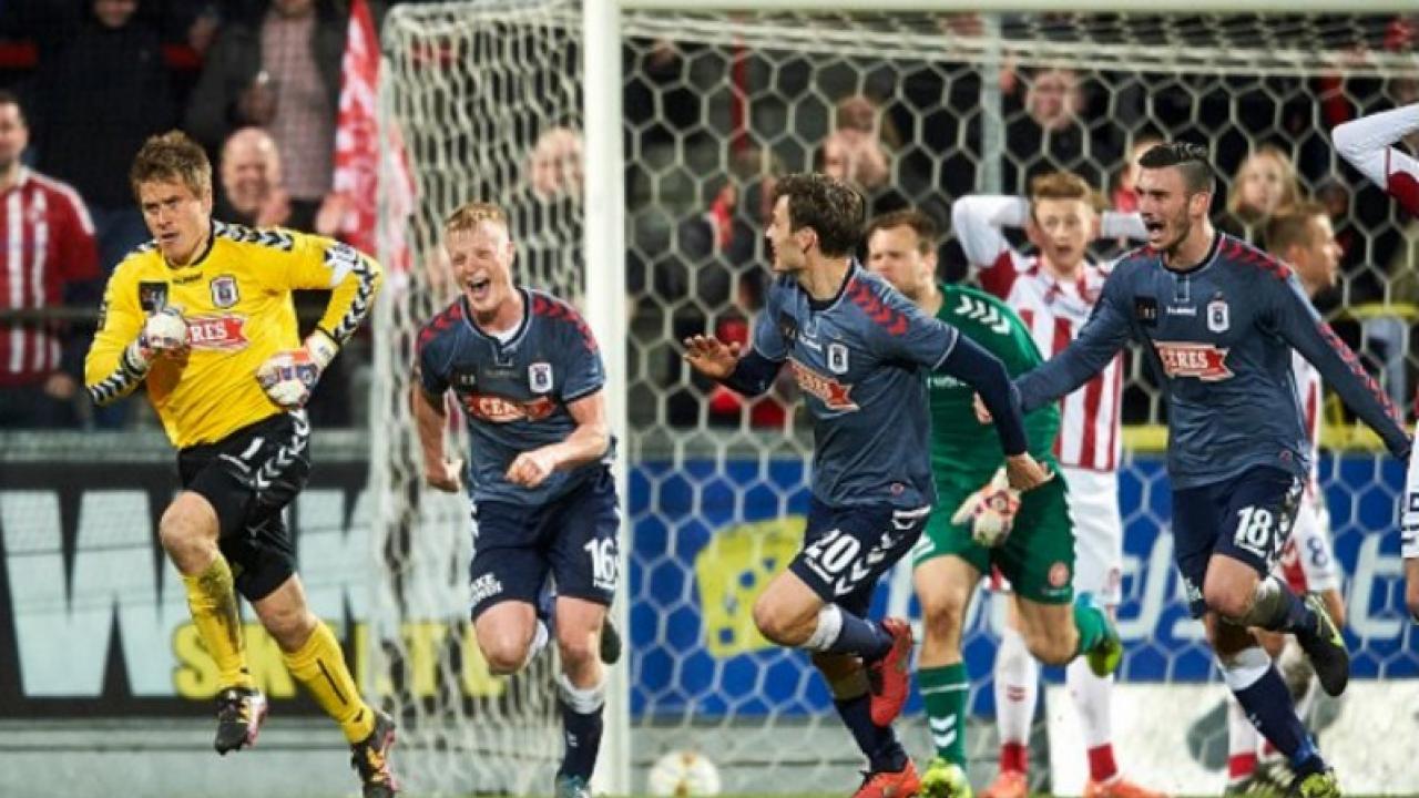 Steffen Rasmussen celebrates his late equalizer 