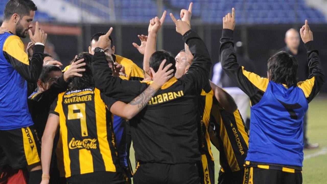 Marcelo Palau and his teammates celebrate his sensational goal. 