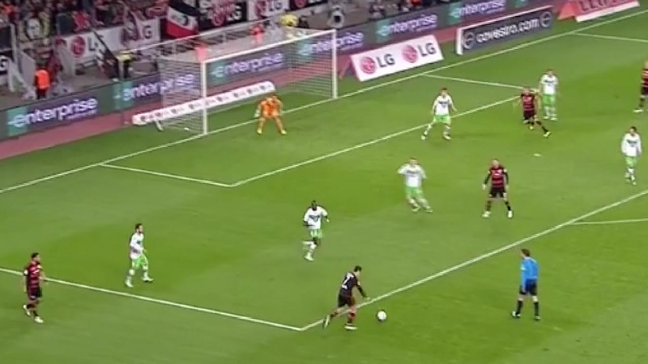 Chicharito's curling effort puts Bayern Leverkusen up 2 - 0. 