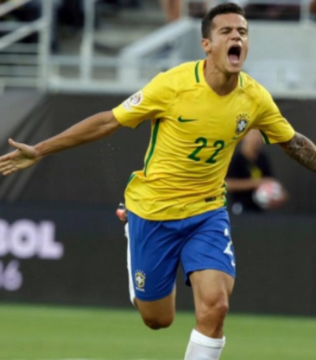 Coutinho celebrates his first goal