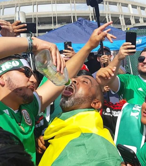 Mexico fan serves tequila