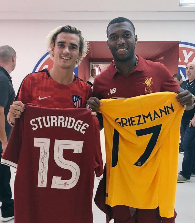 Antoine Griezmann And Daniel Strurridge Trade Jerseys 