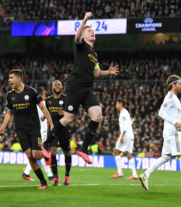 Kevin De Bruyne Celebrates His Goal Vs. Real Madrid