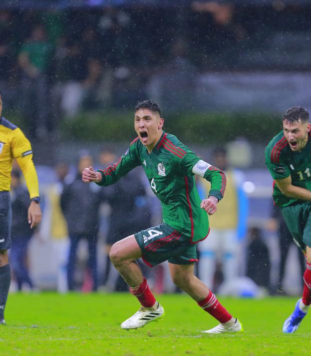 Edson Alvarez celebrates equalizer against Honduras
