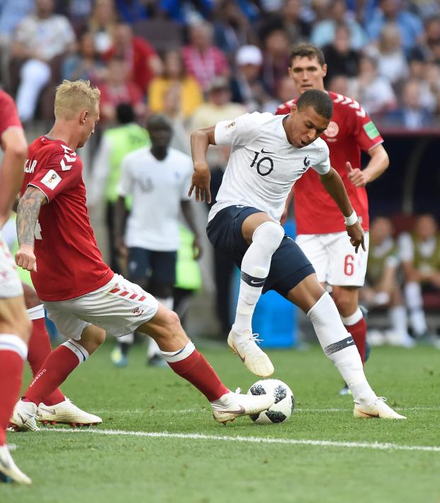 Kylian Mbappe against Denmark