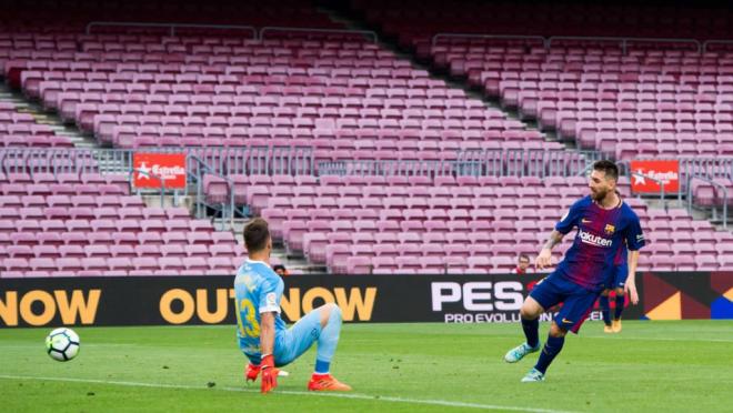 Lionel Messi Barcelona Goal Empty Stadium 