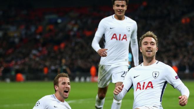 Spurs Celebrate Goal Against Madrid 