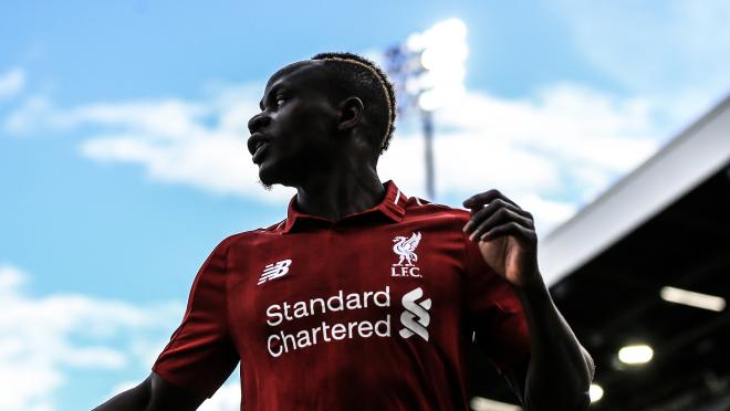 Sadio Mane in New Balance Liverpool jersey