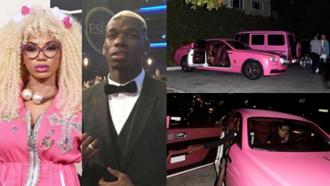 Paul Pogba And His Girlfriend In A Pink Rolls-Royce