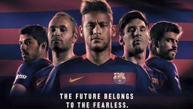 Barcelona pose in their new kits for the 2015/16 season