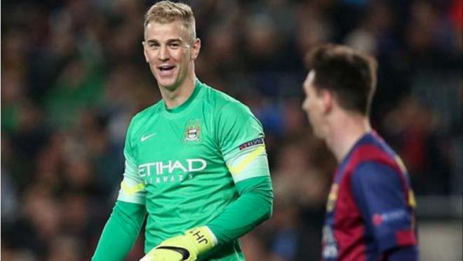 Joe Hart and Lionel Messi 