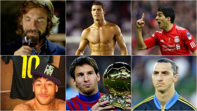 Pirlo, Ronaldo, Suarez, Neymar, Messi, Zlatan