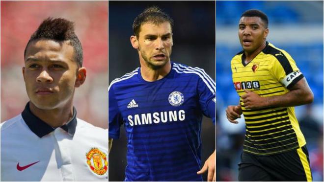 Depay, Ivanovic, and Watford's Deeney are all picture in their respective jerseys.