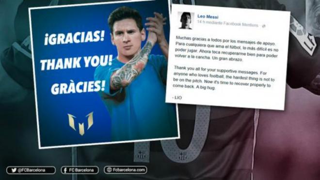 Messi thanks his fans on Facebook