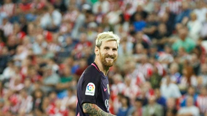 Lionel Messi with blonde hair