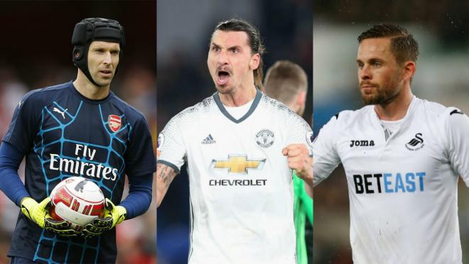 Petr Cech, Zlatan Ibrahimovic and Gylfi Sigurdsson