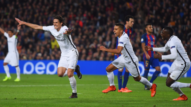 Edinson Cavani goal vs Barcelona UCL