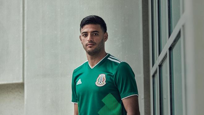 Mexico World Cup kit worn by Carlos Vela