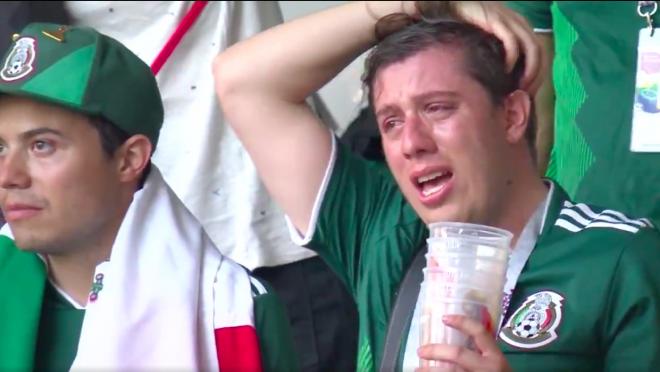 Mexico fan crying after Brazil defeat