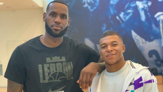 Kylian Mbappe with LeBron James