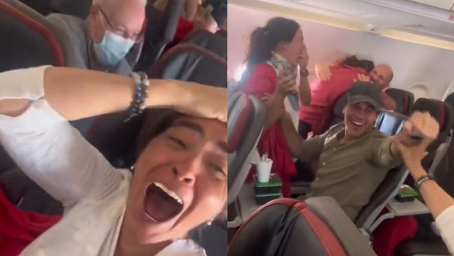 Fans on plane react to Argentina World Cup win
