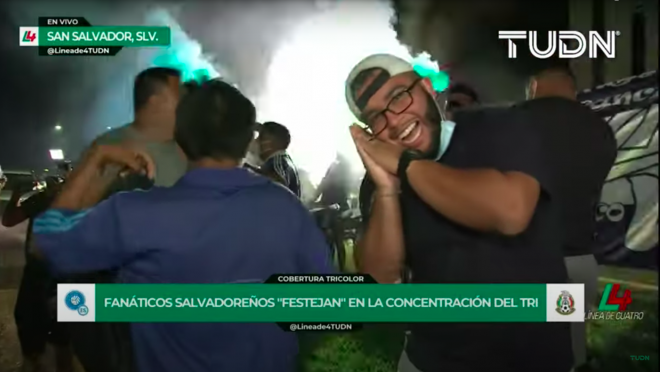 El Salvador fans outside Mexico team hotel