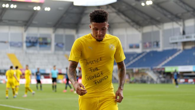 Jadon Sancho shows support for George Floyd.