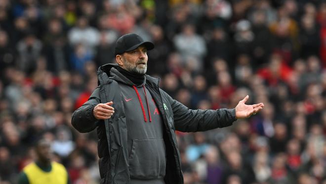 Jurgen Klopp reacts vs. Manchester United