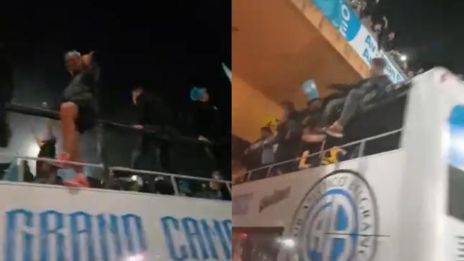 Belgrano team bus goes under low bridge underpass