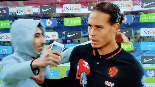 Van Dijk Shoves Fan