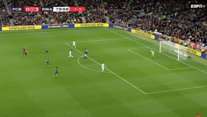 Vini Jr assist to Benzema vs. Barcelona