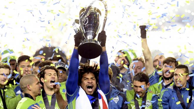 2016 MLS Cup Final Penalty Shootout, Seattle Sounders celebrate their victory over Toronto FC