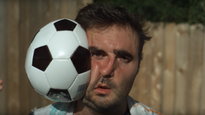 Slow Motion Soccer Ball Hitting Face