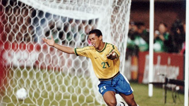 Ronaldinho's first goal for Brazil in 1999