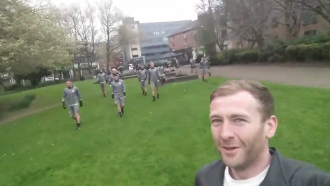 Fan runs into Anderlecht in Manchester Park