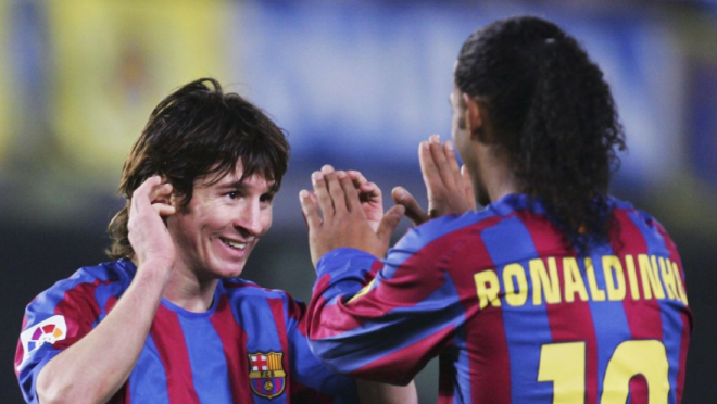 Lionel Messi first goal for Barcelona