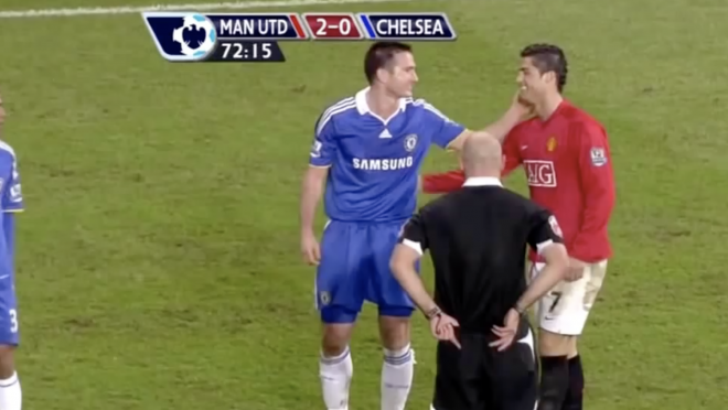 Frank Lampard And Cristiano Ronaldo Trade Fouls