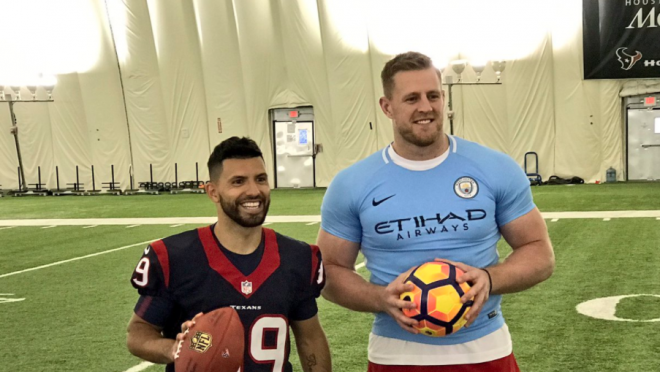 Sergio Aguero visits Houston Texans