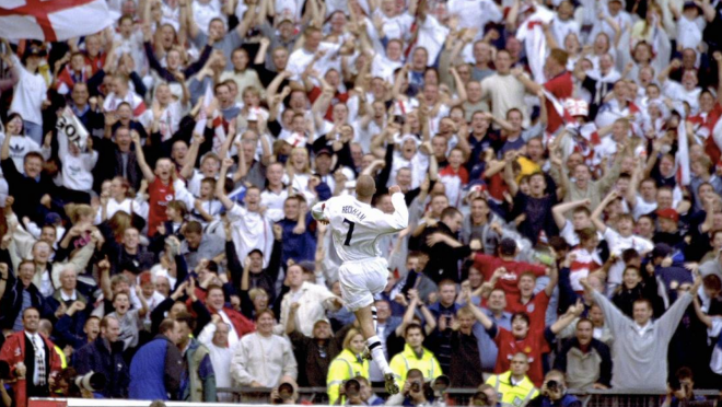 David Beckham Celebrating Goal vs Greece