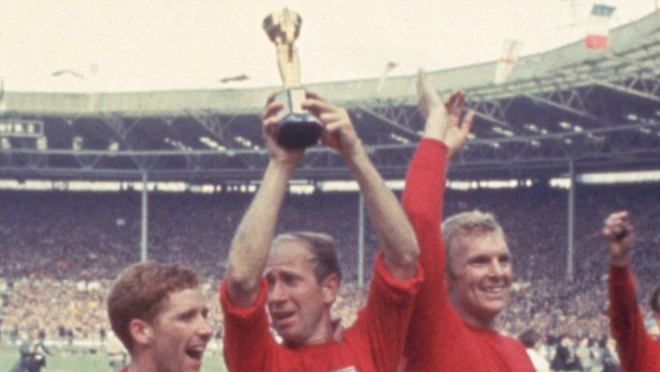 Sir Bobby Charlton Lifting the World Cup