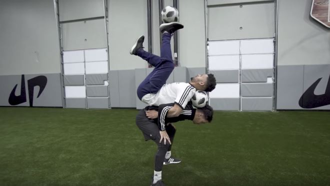 Insane Football vs. Football Trick Shots 