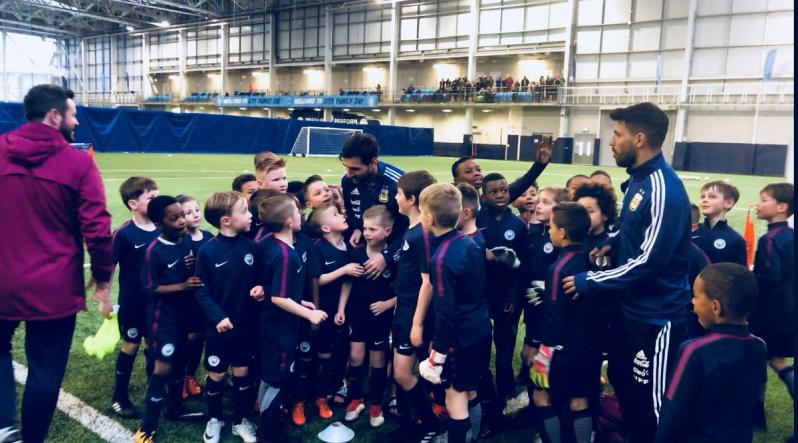 Lionel Messi visits Manchester City youth training