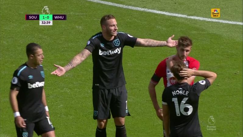 Marko Arnautovic Red Card - Arnautovic looks baffled at ref's decision