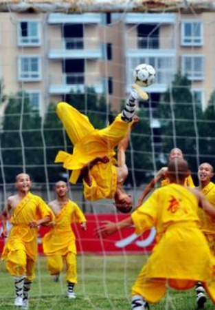 shaolin monks playing soccer